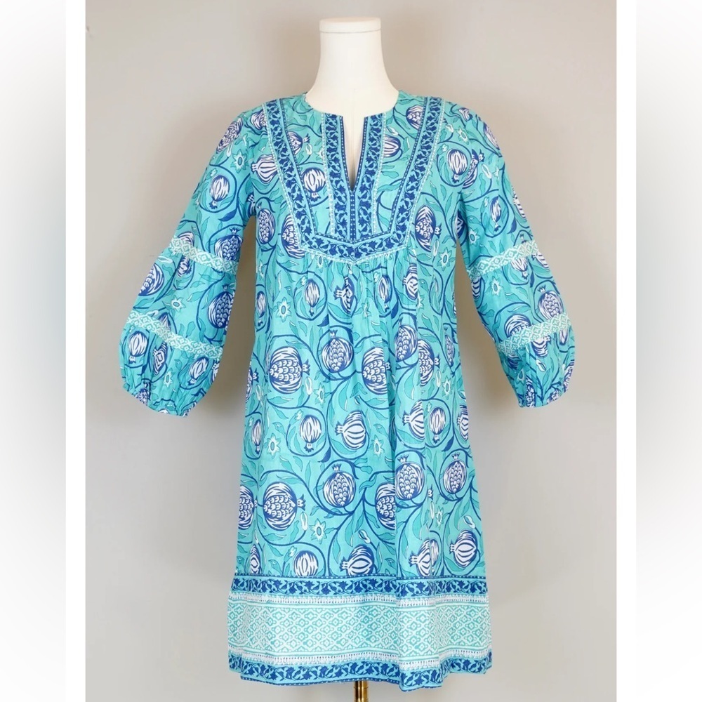 La Plage Jordan Dress - Pomegranate-Capri Turquoise